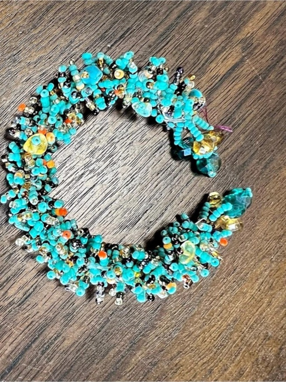 Beaded Statement Bracelet in Blue & Green